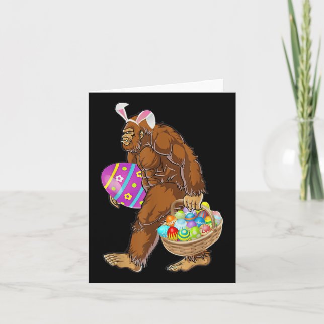 Funny Bigfoot Hunting Easter Eggs  Card (Front)