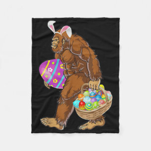 Funny Bigfoot Hunting Easter Eggs Fleece Blanket