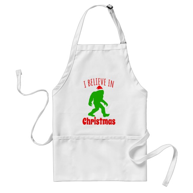 Funny Bigfoot I Believe In Christmas    Adult Apron (Front)