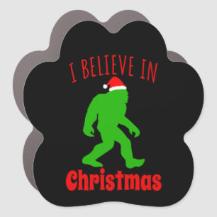 Funny Bigfoot I Believe In Christmas Car Magnet