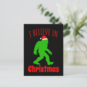 Funny Bigfoot I Believe In Christmas Postcard