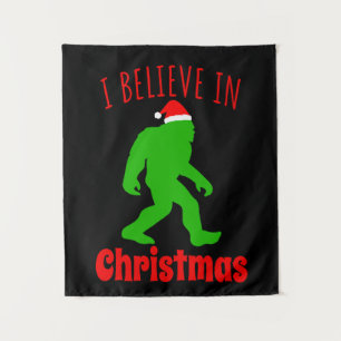 Funny Bigfoot I Believe In Christmas Tapestry