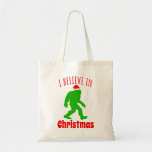 Funny Bigfoot I Believe In Christmas Tote Bag