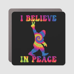 Funny Bigfoot I Believe In Peace Car Magnet