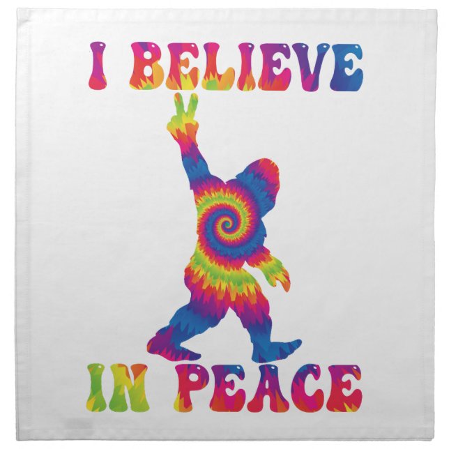 Funny Bigfoot I Believe In Peace     Cloth Napkin (Front)