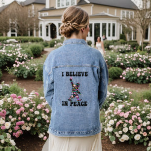 Funny Bigfoot I Believe In Peace    Denim Jacket