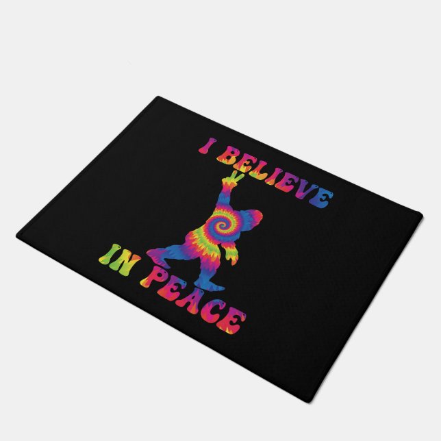 Funny Bigfoot I Believe In Peace         Doormat (Angled)