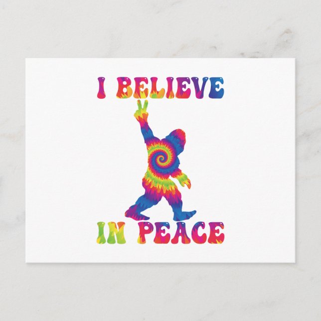 Funny Bigfoot I Believe In Peace     Holiday Postcard (Front)