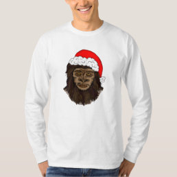 Funny Bigfoot In Santa Hat Sasquatch Humor T-Shirt