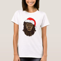 Funny Bigfoot In Santa Hat Sasquatch Humor  T-Shirt