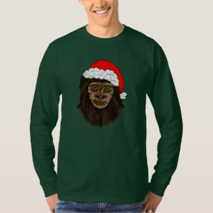 Funny Bigfoot In Santa Hat Sasquatch Humor T-Shirt