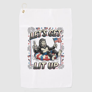 Funny Bigfoot Let’s Get Lit Up Patriotic Golf Towel