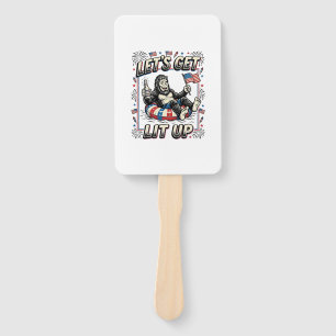 Funny Bigfoot Let’s Get Lit Up Patriotic Hand Fan