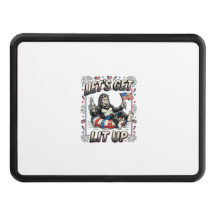 Funny Bigfoot Let’s Get Lit Up Patriotic Hitch Cover