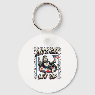 Funny Bigfoot Let’s Get Lit Up Patriotic Keychain