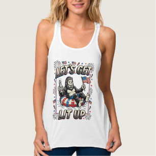 Funny Bigfoot Let’s Get Lit Up Patriotic Tank Top