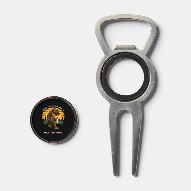 Funny Bigfoot Looking for Golf Balls Golf Ball Mar Divot Tool (Front (Open))