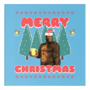 Funny Bigfoot - Merry Christmas Acrylic Print