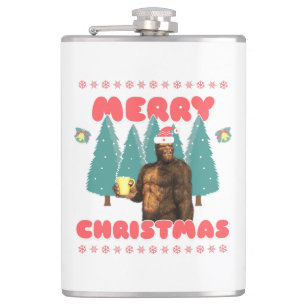 Funny Bigfoot - Merry Christmas Flask