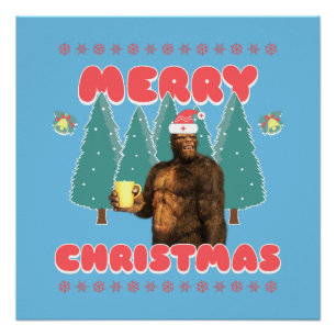 Funny Bigfoot - Merry Christmas Poster