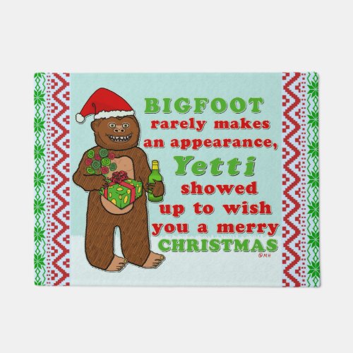 Funny Bigfoot Merry Christmas Sasquatch Pun Doormat