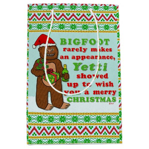 Funny Bigfoot Merry Christmas Sasquatch Pun Medium Gift Bag