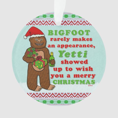 Funny Bigfoot Merry Christmas Sasquatch Pun Ornament