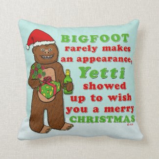 Funny Bigfoot Merry Christmas Sasquatch Pun Throw Pillow
