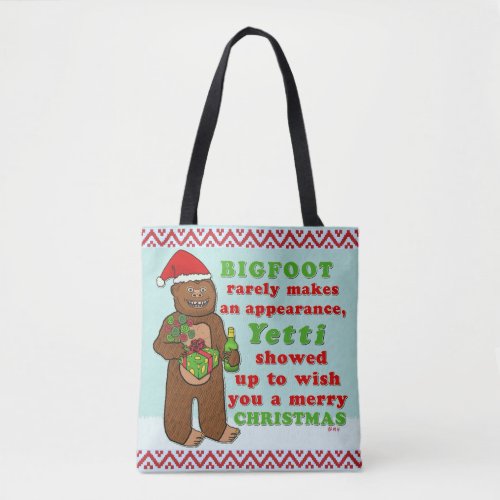 Funny Bigfoot Merry Christmas Sasquatch Pun Tote Bag