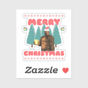 Funny Bigfoot - Merry Christmas Sticker