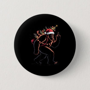 Funny Bigfoot Middle Finger Christmas Sasquatch An Button