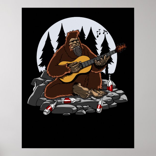 Funny Bigfoot Mountain Camping Hiking Poster (Front)