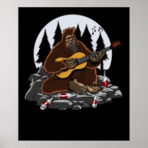 Funny Bigfoot Mountain Camping Hiking Poster