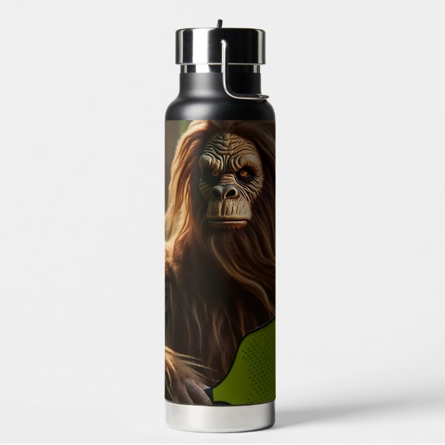 Funny Bigfoot Playing Pickleball Water Bottle (Left)