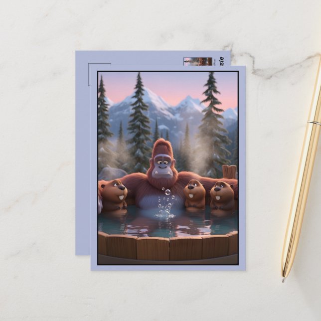 Funny Bigfoot Postcard (Front/Back In Situ)