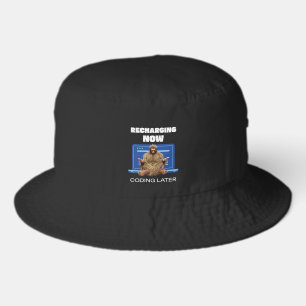 Funny Bigfoot Programmer Recharging Coding Later Bucket Hat