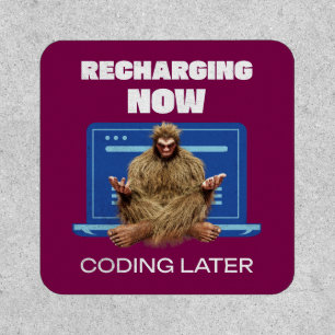 Funny Bigfoot Programmer Recharging Coding Later Patch