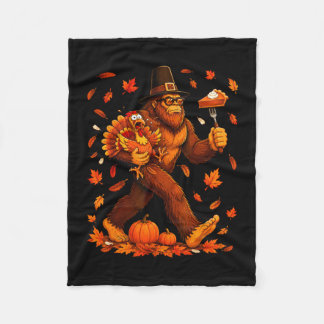 Funny bigfoot pumpkin pie thanksgiving sasquatch fleece blanket