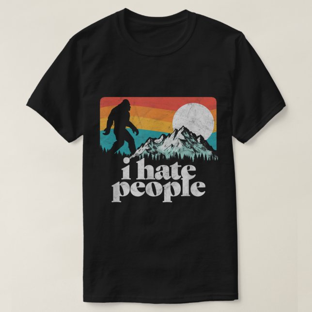 Funny Bigfoot Retro Mountain Design T-Shirt (Design Front)