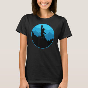 Funny Bigfoot Rock and Roll Rock On Mountain Silho T-Shirt
