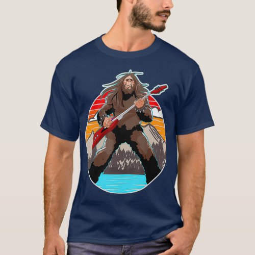 Funny Bigfoot Rock Roll Guitar Sasquatch Gift T_Shirt