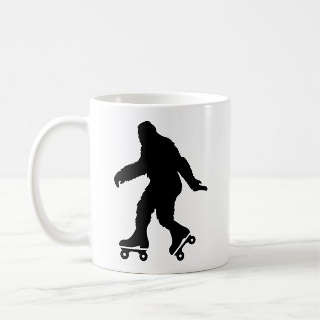 Funny Bigfoot Roller Skating  Coffee Mug (Left)
