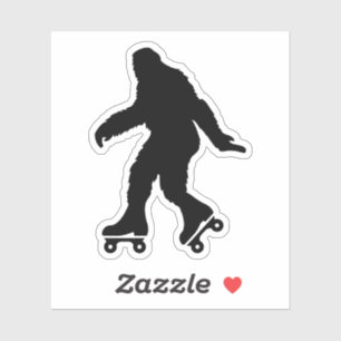 Funny Bigfoot Roller Skating Sticker