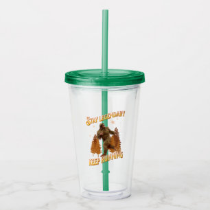 Funny Bigfoot Running Motivation Acrylic Tumbler
