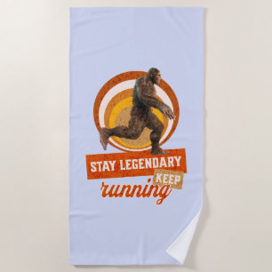 Funny Bigfoot Running Motivation Beach Towel