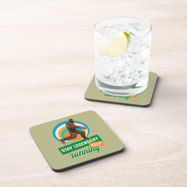 Funny Bigfoot Running Motivation Beverage Coaster (Right Side)