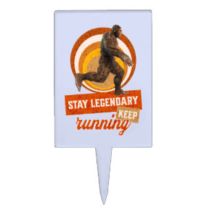 Funny Bigfoot Running Motivation Cake Topper