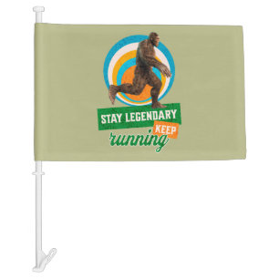 Funny Bigfoot Running Motivation Car Flag