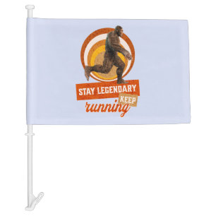 Funny Bigfoot Running Motivation Car Flag