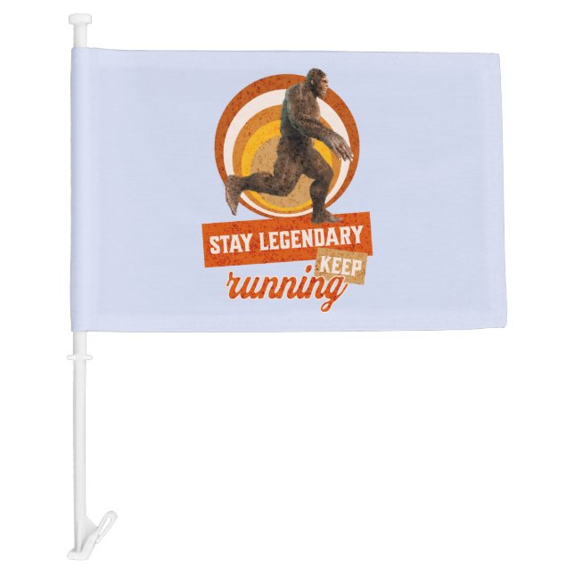 Funny Bigfoot Running Motivation Car Flag (Front)
